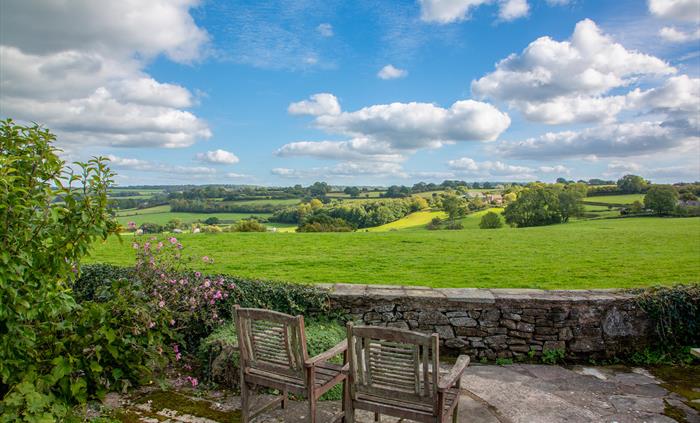 View out over rolling countryside from Symonds Yat Rock Lodge self-catering garden